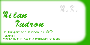 milan kudron business card